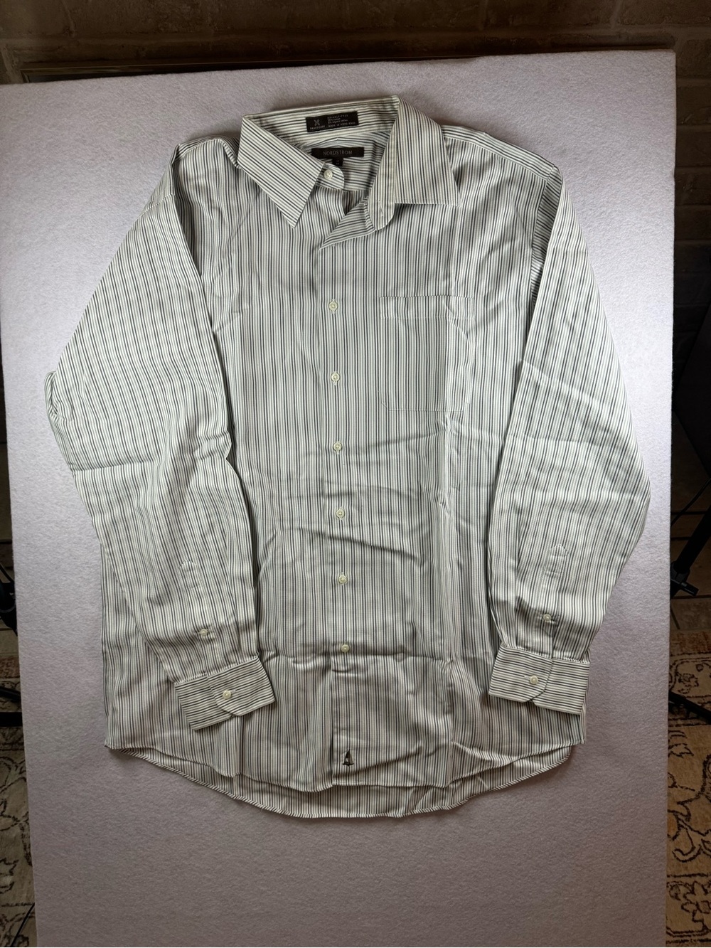 Nordstrom Men's White Shirt with Black Pinstripes